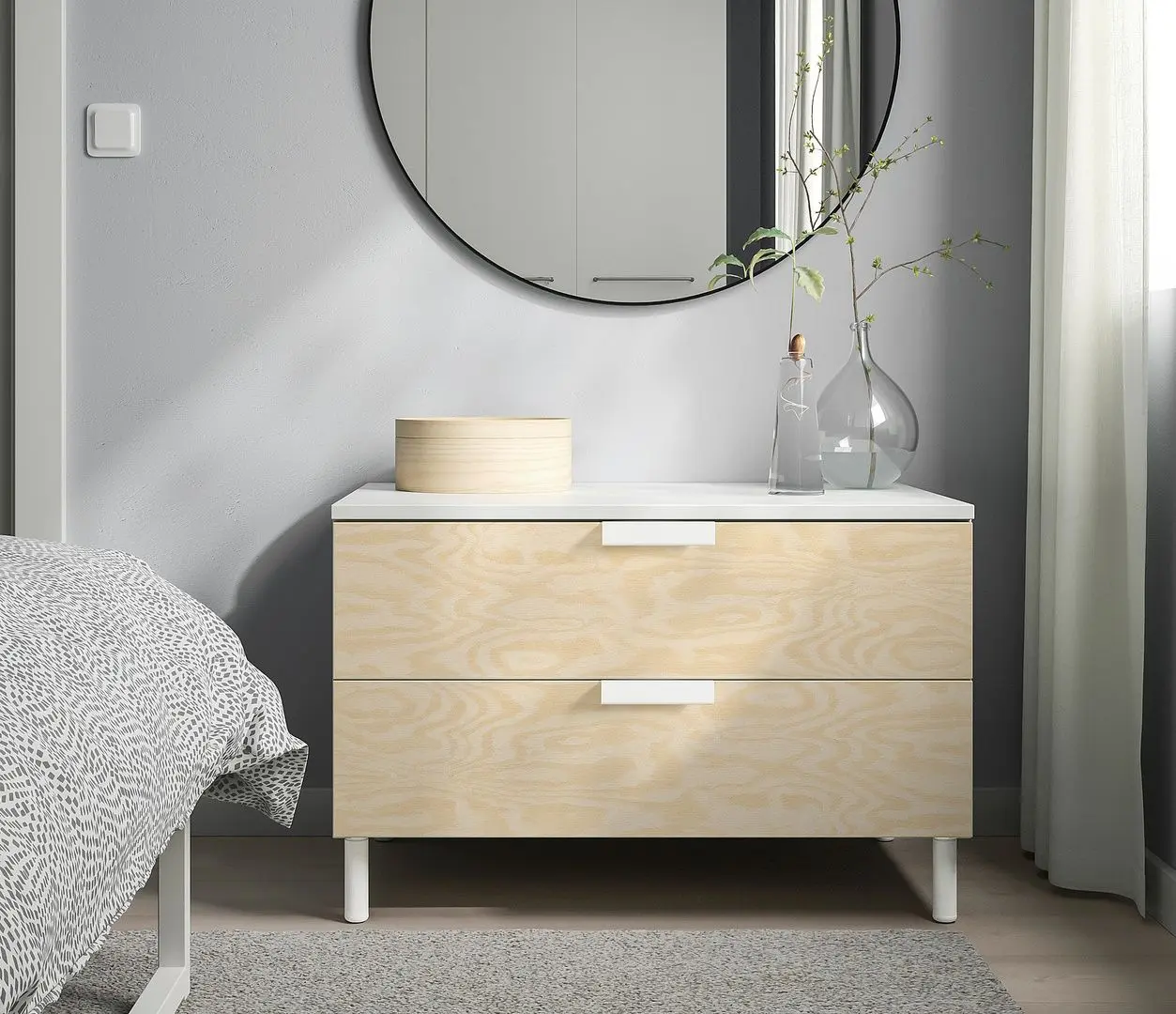 Comoda Ikea Platsa/Kalbaden 2 sertare 80x57x53 (Alb/ Aspect pin intens)