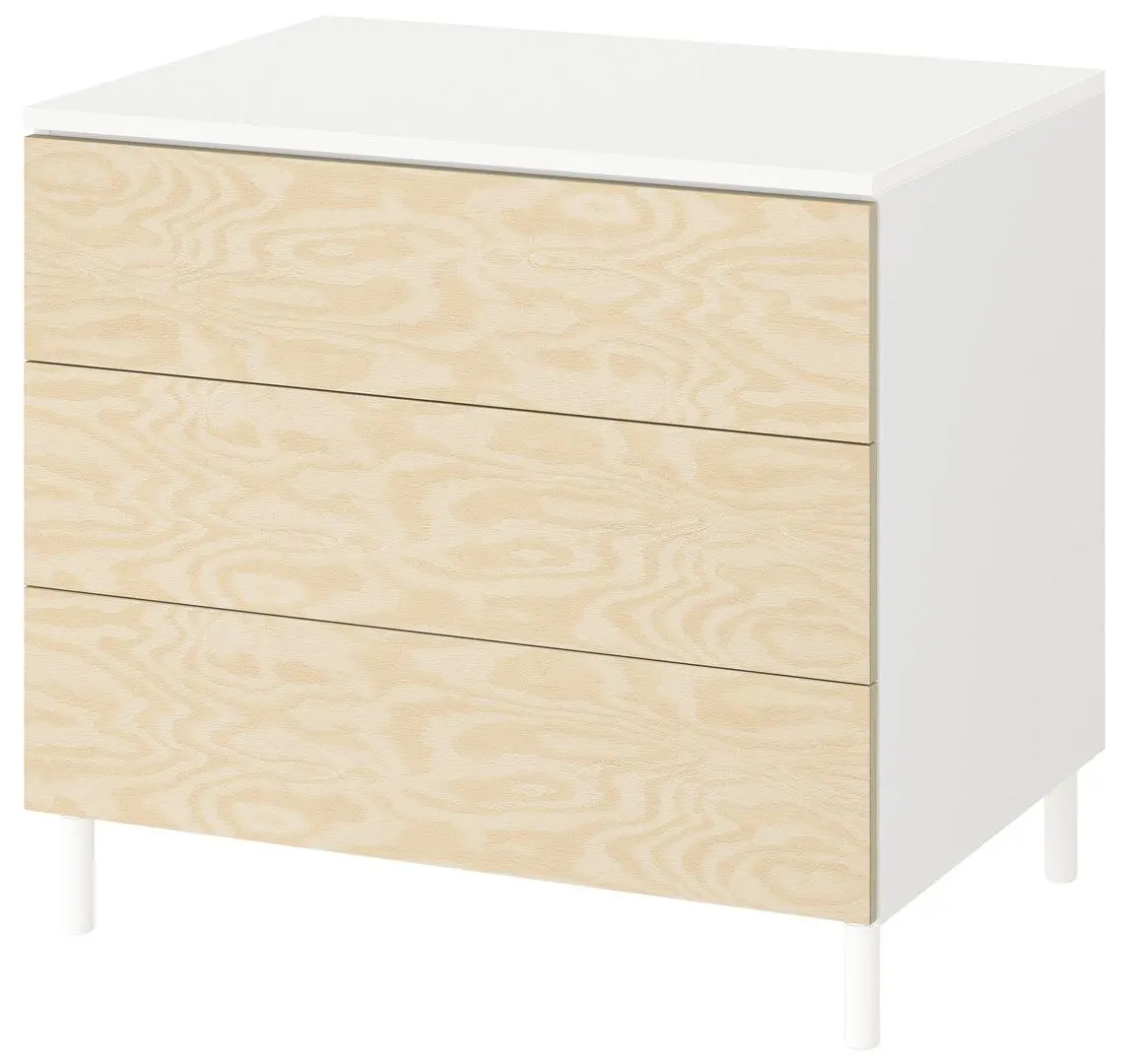 Комод Ikea Platsa/Kalbaden 80x57x73 (Белый/Имитация сосны)