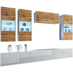 Гостиная Belini Imperium IMP 5/5/W/DWW/0/0 3.0m (Wotan Oak/White High Gloss) Thumb