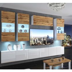 Living Belini Imperium IMP 5/5/W/DWW/0/0 3.0m (Wotan Oak/White High Gloss)