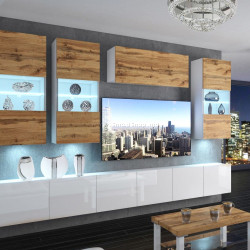 Гостиная Belini Imperium IMP 5/5/W/DWW/0/0 3.0m (Wotan Oak/White High Gloss)