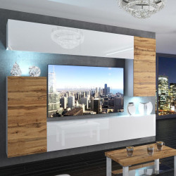 Гостиная Belini Imperium IMP 8/5/W/WDWDWW/0/0 2.5m (White High Gloss/Wotan Oak)