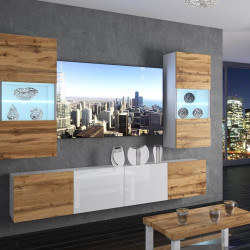 Гостиная Belini Imperium IMP 7/5/W/DWDWW/0/0 2.0m (Wotan Oak/White High Gloss)