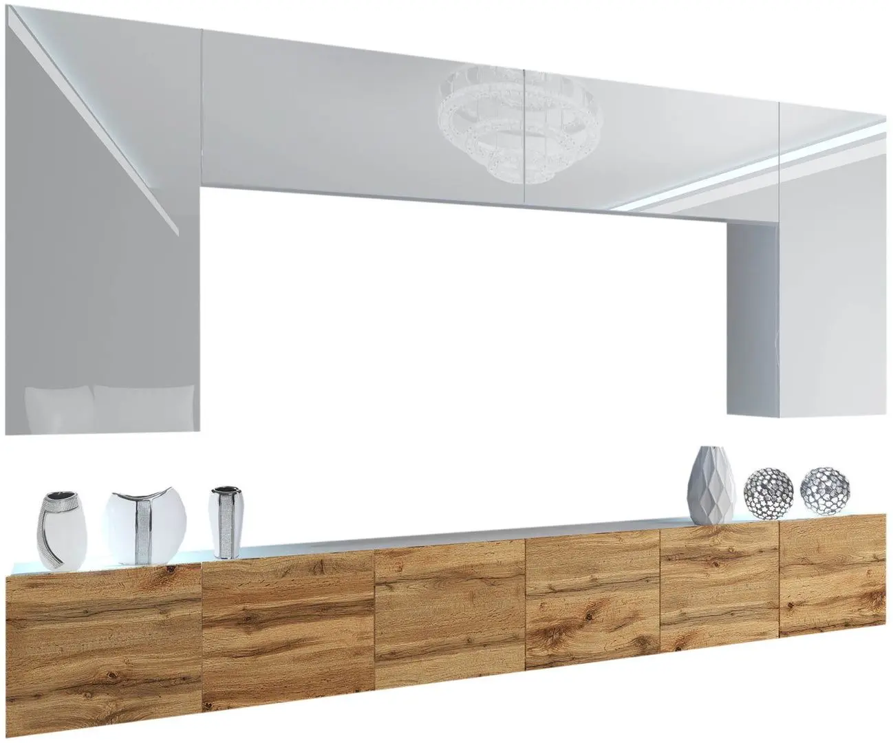 Гостиная Belini Imperium IMP 2/5/W/WDW/0/0 3.0m (White High Gloss/Wotan Oak)