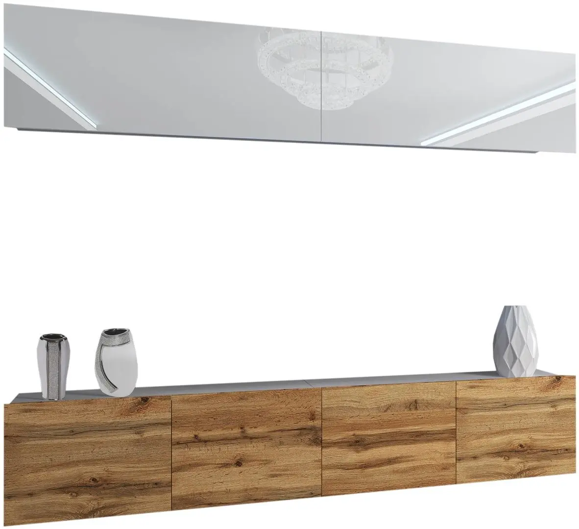 Гостиная Belini Imperium IMP 6/5/W/WDW/0/0 2.0m (White High Gloss/Wotan Oak)