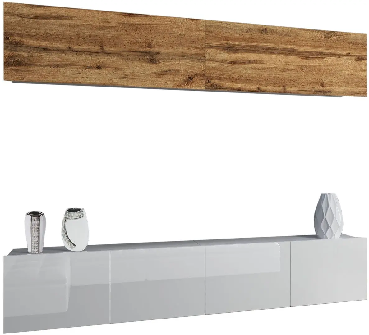 Living Belini Imperium IMP 6/5/W/DWW/0/0 2.0m (Wotan Oak/White High Gloss)