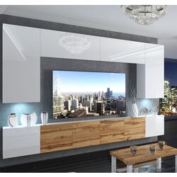 Living Belini Imperium IMP 2/5/W/WWDW/0/0 3.0m (White High Gloss/Wotan Oak)