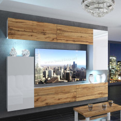 Гостиная Belini Imperium IMP 8/5/W/DWWWDW/0/0 2.5m (Wotan Oak/White High Gloss)