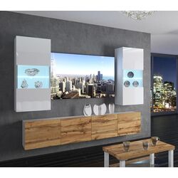 Living Belini Imperium IMP 7/5/W/WDW/0/0 2.0m (White High Gloss/Wotan Oak)