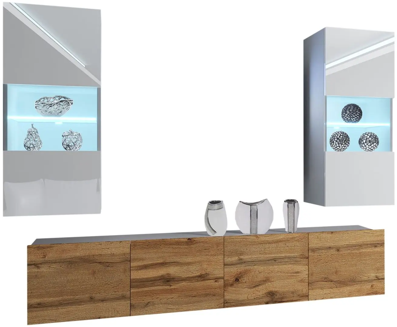 Гостиная Belini Imperium IMP 7/5/W/WDW/0/0 2.0m (White High Gloss/Wotan Oak)