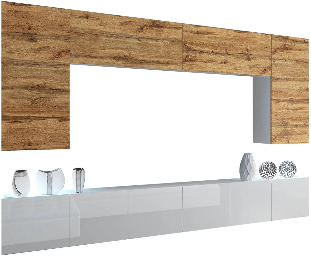 Living Belini Imperium IMP 2/5/W/DWW/0/0 3.0m (Wotan Oak/White High Gloss)