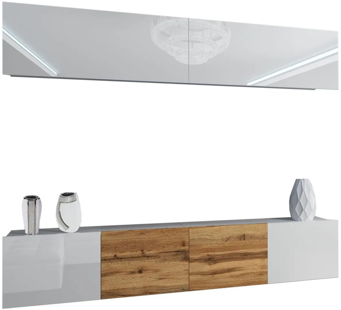 Гостиная Belini Imperium IMP 6/5/W/WWDW/0/0 2.0m (White High Gloss/Wotan Oak)