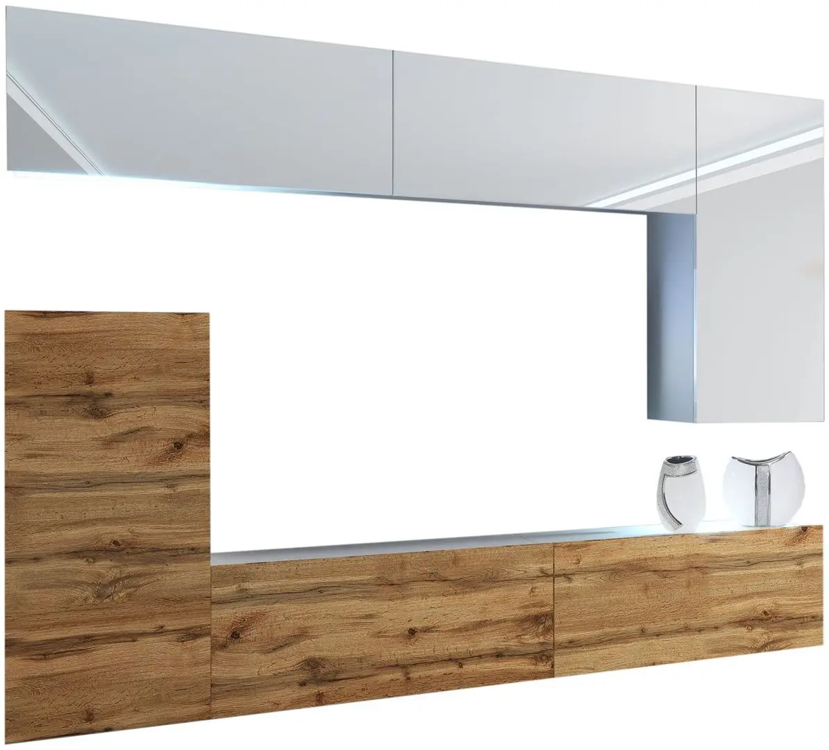 Гостиная Belini Imperium IMP 8/5/W/WDW/0/0 2.5m (White High Gloss/Wotan Oak)