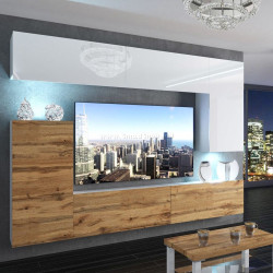 Living Belini Imperium IMP 8/5/W/WDW/0/0 2.5m (White High Gloss/Wotan Oak)