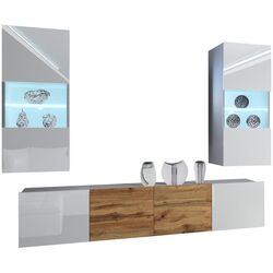 Гостиная Belini Imperium IMP 7/5/W/WWDW/0/0 2.0m (White High Gloss/Wotan Oak) Thumb