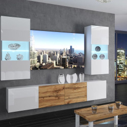 Living Belini Imperium IMP 7/5/W/WWDW/0/0 2.0m (White High Gloss/Wotan Oak)