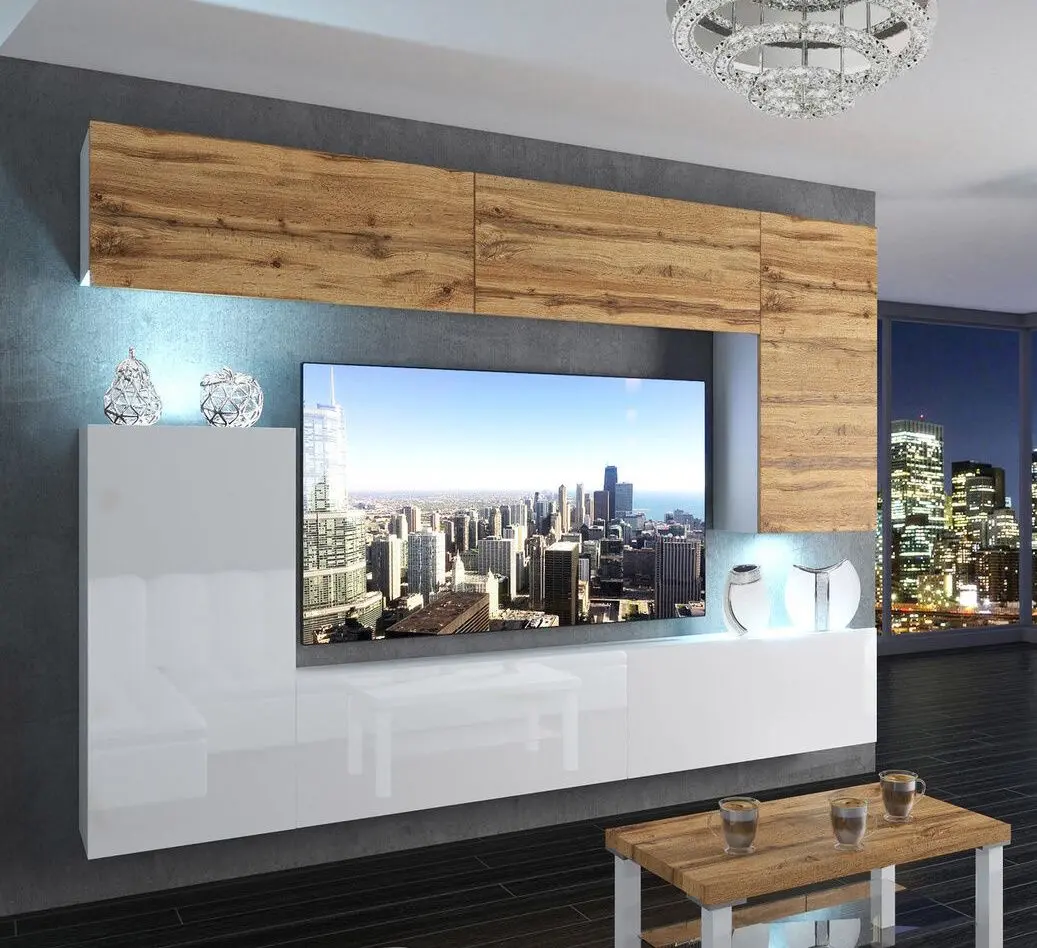 Living Belini Imperium IMP 8/5/W/DWW/0/0 2.5m (Wotan Oak/White High Gloss)