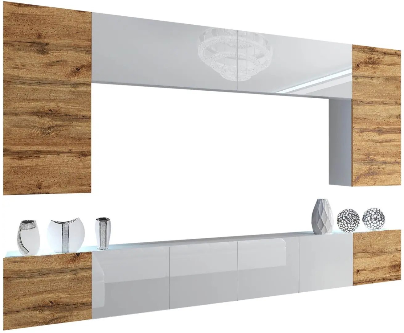 Living Belini Imperium IMP 2/5/W/DWWDWW/0/0 3.0m (Wotan Oak/White High Gloss)