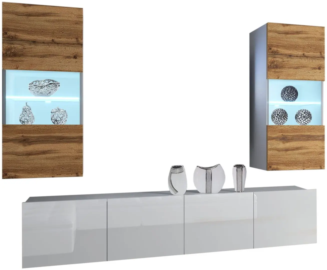 Living Belini Imperium IMP 7/5/W/DWW/0/0 2.0m (Wotan Oak/White High Gloss)