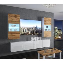 Living Belini Imperium IMP 7/5/W/DWW/0/0 2.0m (Wotan Oak/White High Gloss) Thumb