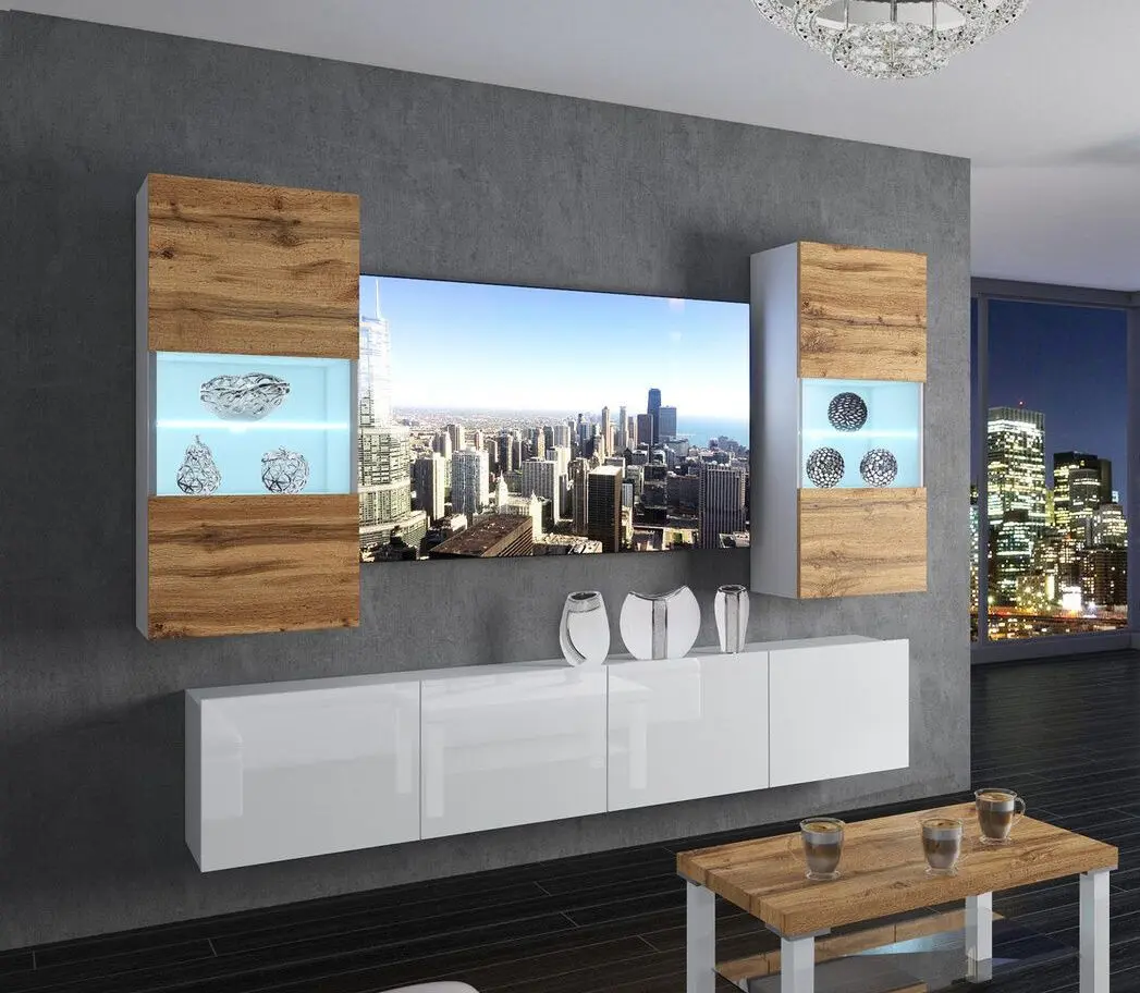 Living Belini Imperium IMP 7/5/W/DWW/0/0 2.0m (Wotan Oak/White High Gloss)