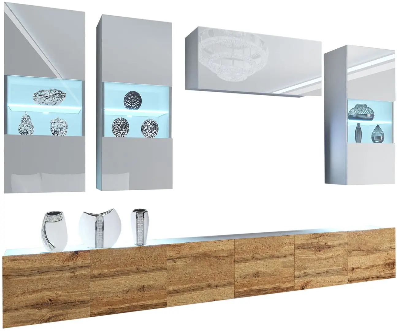 Гостиная Belini Imperium IMP 5/5/W/WDW/0/0 3.0m (Wotan Oak/White High Gloss)