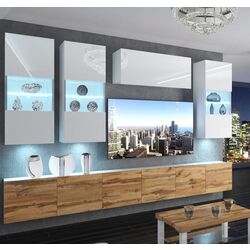 Living Belini Imperium IMP 5/5/W/WDW/0/0 3.0m (Wotan Oak/White High Gloss)