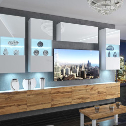 Living Belini Imperium IMP 5/5/W/WDW/0/0 3.0m (Wotan Oak/White High Gloss)