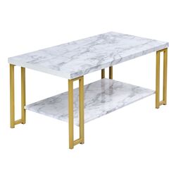 Журнальный столик Costway HW66338 (White/Gold) Thumb