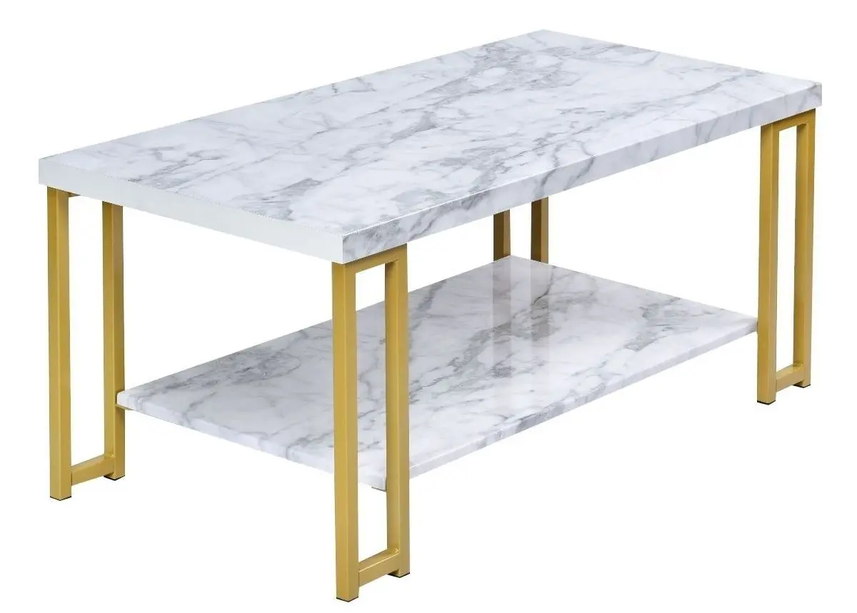 Журнальный столик Costway HW66338 (White/Gold)