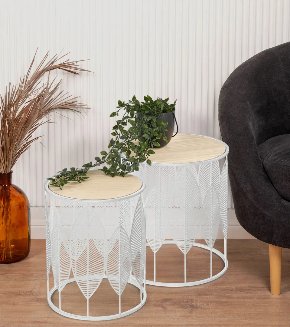 Set mese pentru reviste Halmar Folla (White/Natural)