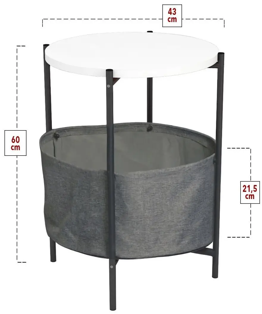 Masa pentru reviste Bofigo With Bag (White/Black)