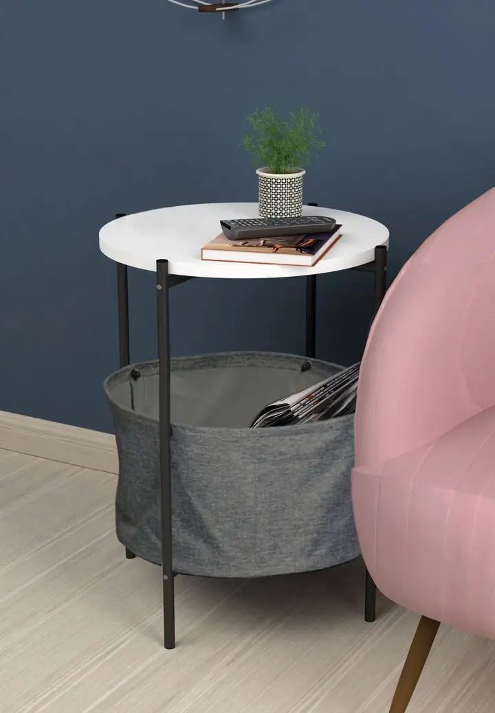 Masa pentru reviste Bofigo With Bag (White/Black)