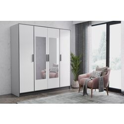 Шкаф Prime Furniture Roj 4D 207 with decorative stripes (White/Black) Thumb