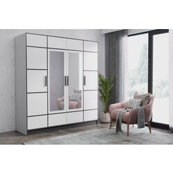 Шкаф Prime Furniture Roj 4D 207 with decorative stripes (White/Black) Thumb