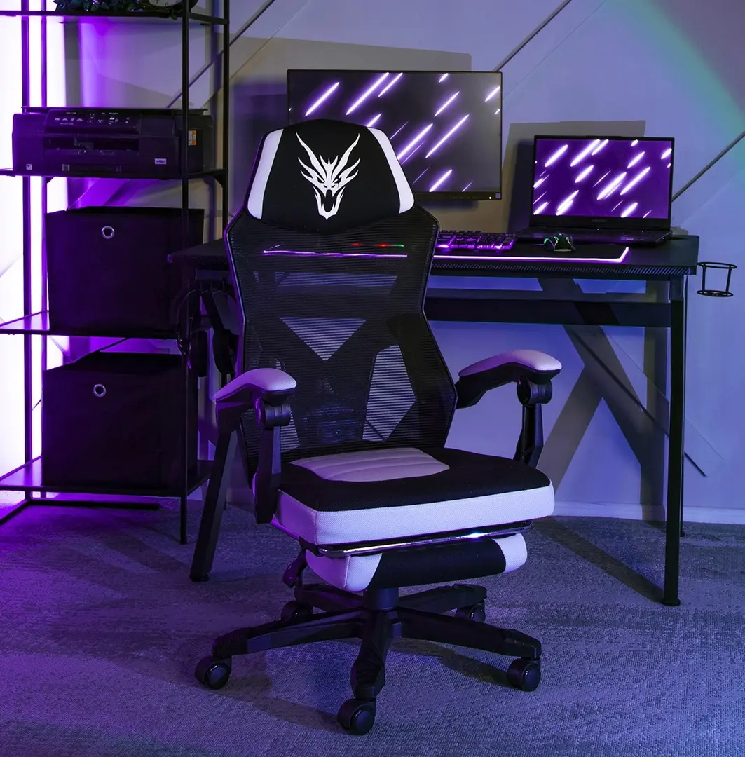 Fotoliu gaming Mebel Elite Bing (White/Black)