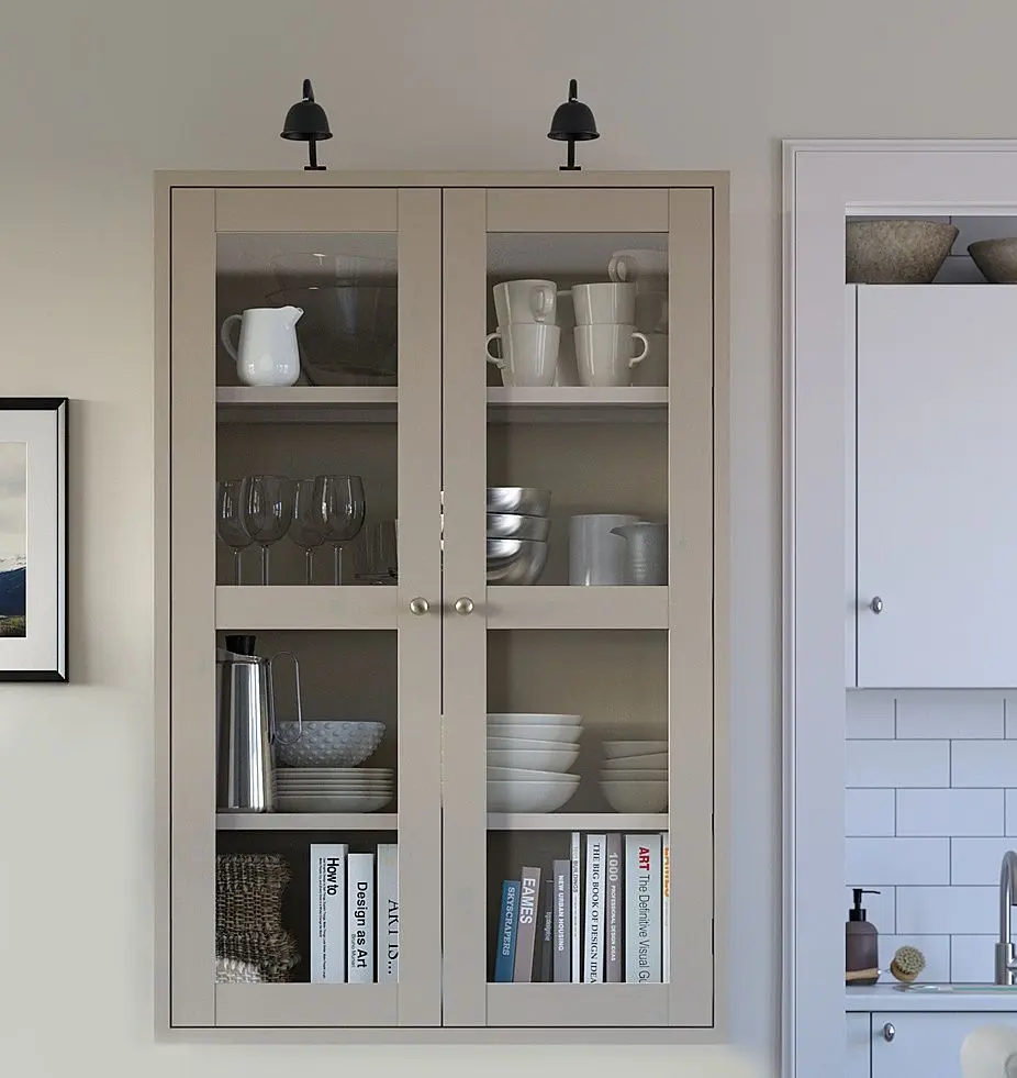 Vitrina Ikea Havsta usi de sticla 81x35x123 (Gri-Bej)