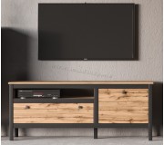 Tumba pentru TV Tempo Kondela Lofta 1D1S 61x150 (Wotan Oak/Black)