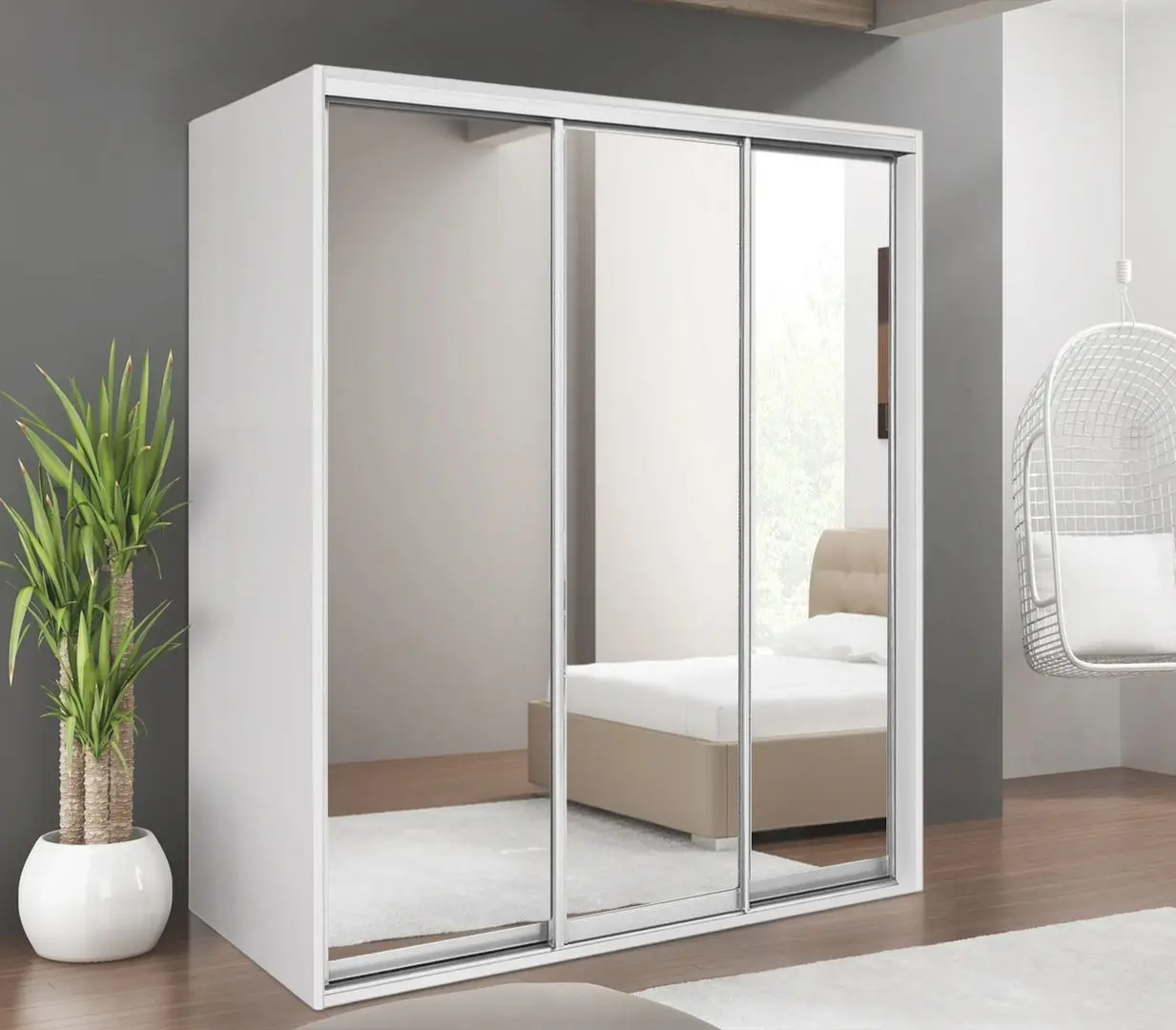 Шкаф-купе Modern Braun Top 3 179x210x60 3 зеркала (White)