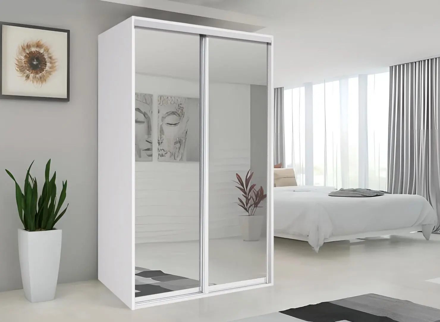 Шкаф-купе Modern Braun Top 2 140x210x60 2 зеркала (White)