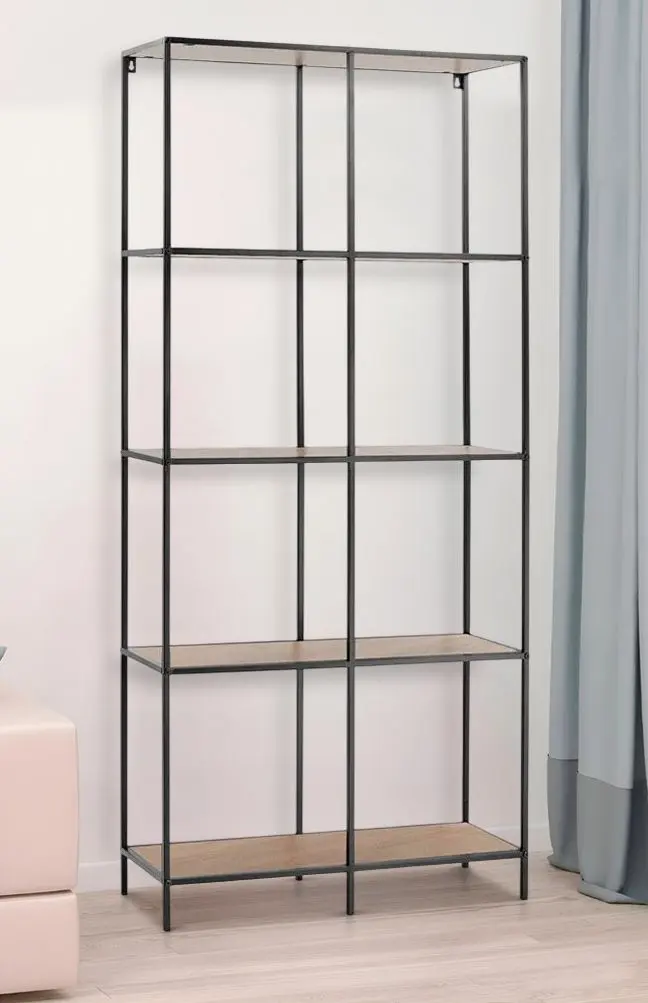 Etajera H&S 78x30x170cm (Natural/Black)