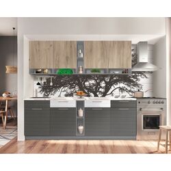 Bucatarie Modern Monro 2.6m (Grey Craft Oak/White Gloss/Asphalt) Thumb