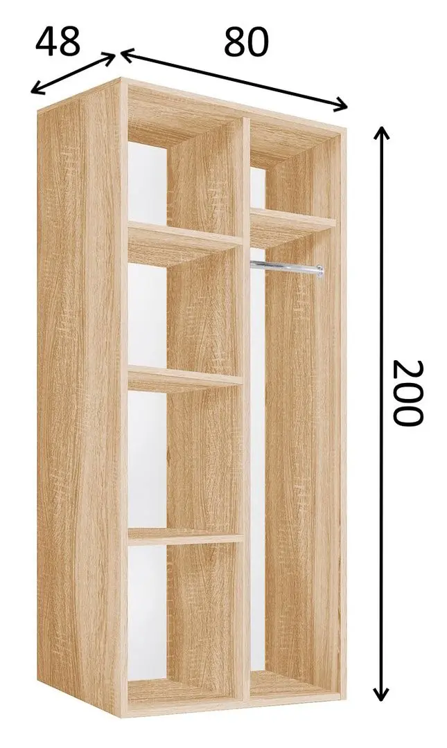 Dulap Modern Tennessee 2 sectiuni 80cm (Sonoma Oak/White)