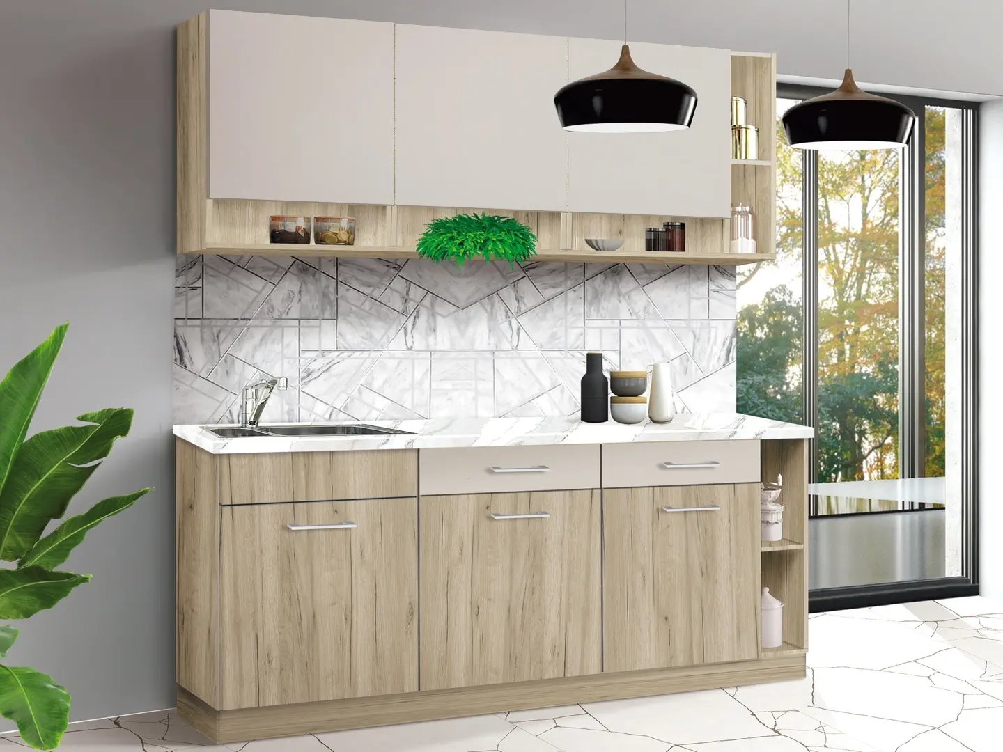 Кухня Modern Monro 2.0m (Grey Craft Oak/Cashmere)