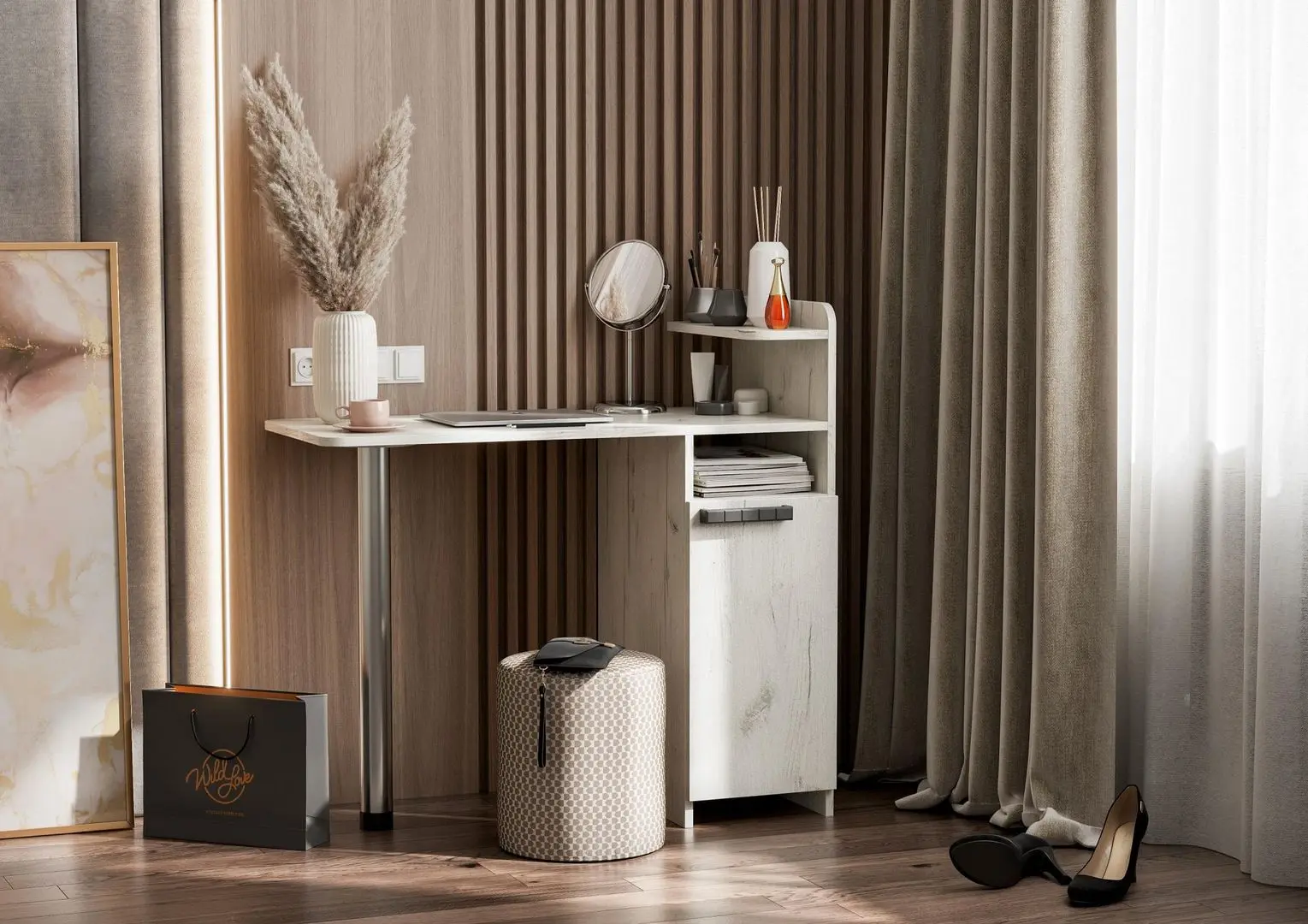 Туалетный столик Стендмебель №2 (Дуб Крафт Белый) - 2