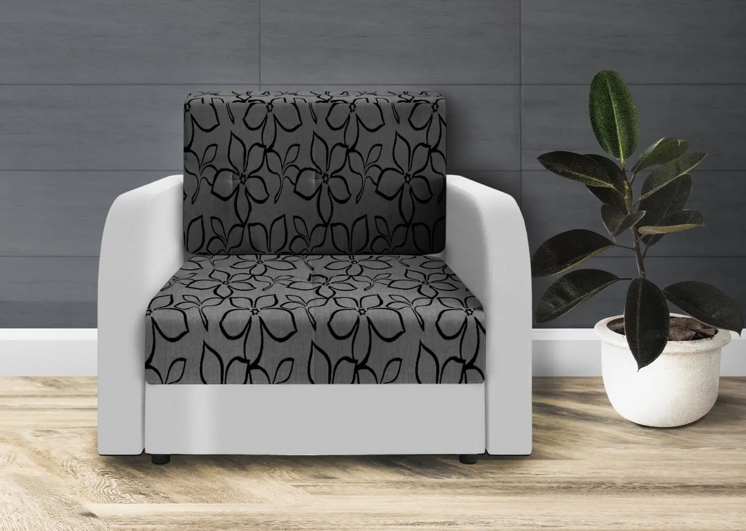 Fotoliu Space Meble Amerykanka Twice 80 Flowers 83/D511 (Gray/White)