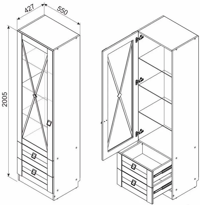 Витрина Ambianta Eldorado 0.55 (с ящиками)