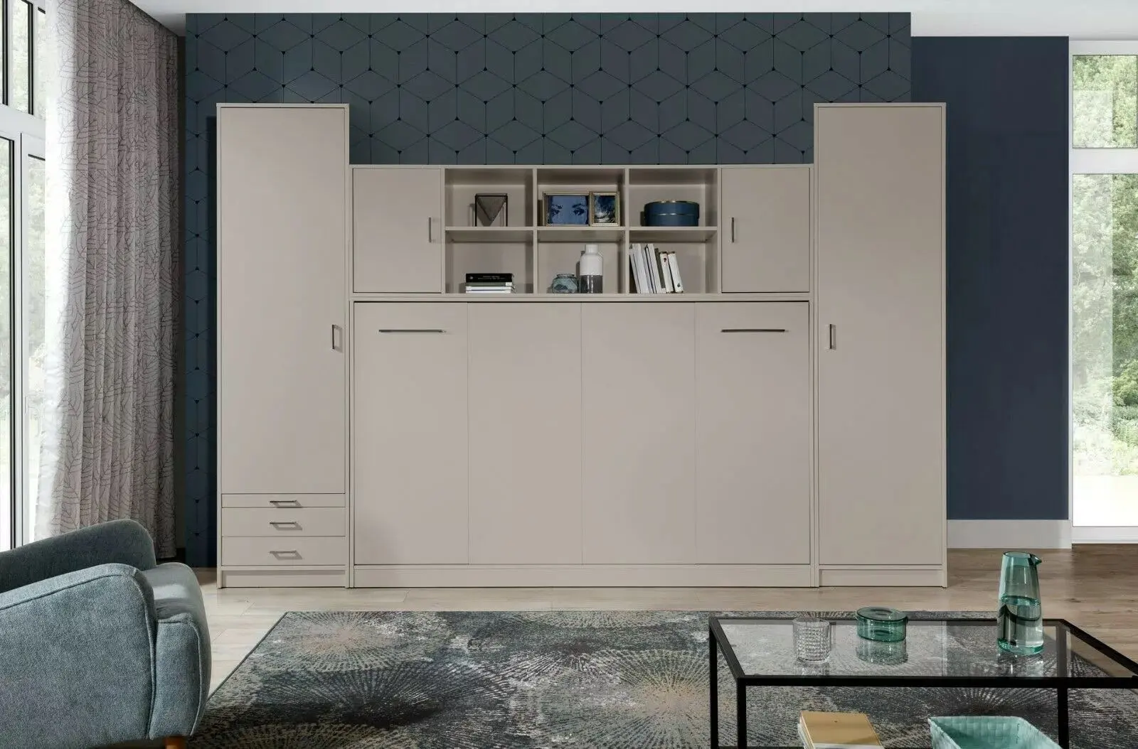 Set mobilier New Elegance Basic BS-P-H-120 + BS-SZ-S + BS-SZ-P + BS-N Horizontal 120x200 (Congo)