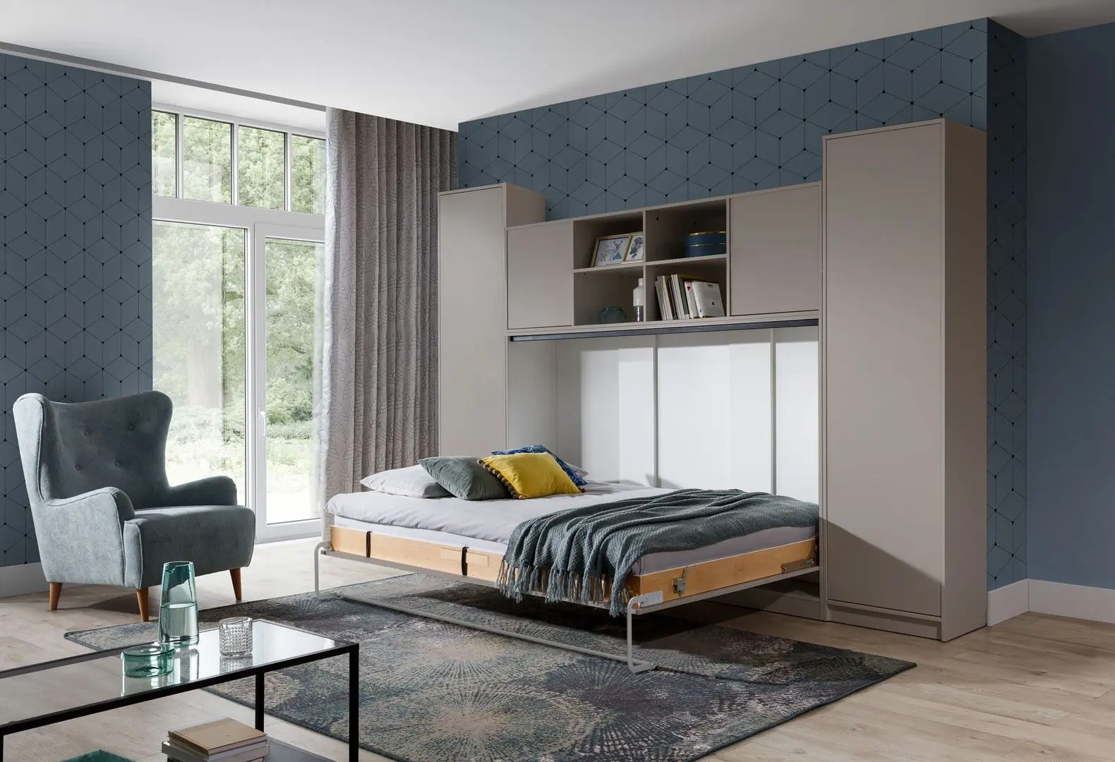 Set mobilier New Elegance Basic BS-P-H-120 + BS-SZ-S + BS-SZ-P + BS-N Horizontal 120x200 (Congo)