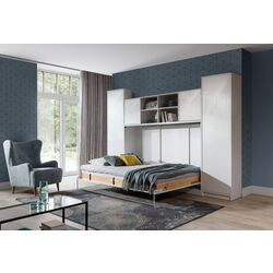 Set mobilier New Elegance Basic BS-P-H-120-BP + BS-SZ-S-BP + BS-SZ-P-BP + BS-N-BP Horizontal 120x200 (White Matte/White Gloss)